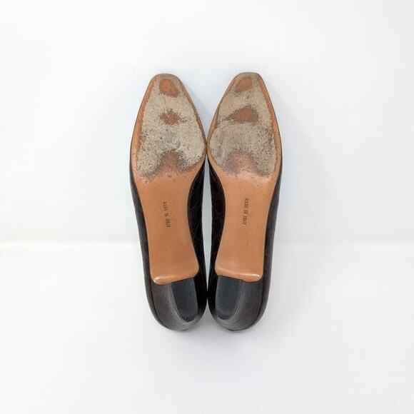 Salvatore Ferragamo Heels Brown Croc Embossed Leather 7.5 AAAA Low Block Heel - Picture 8 of 12